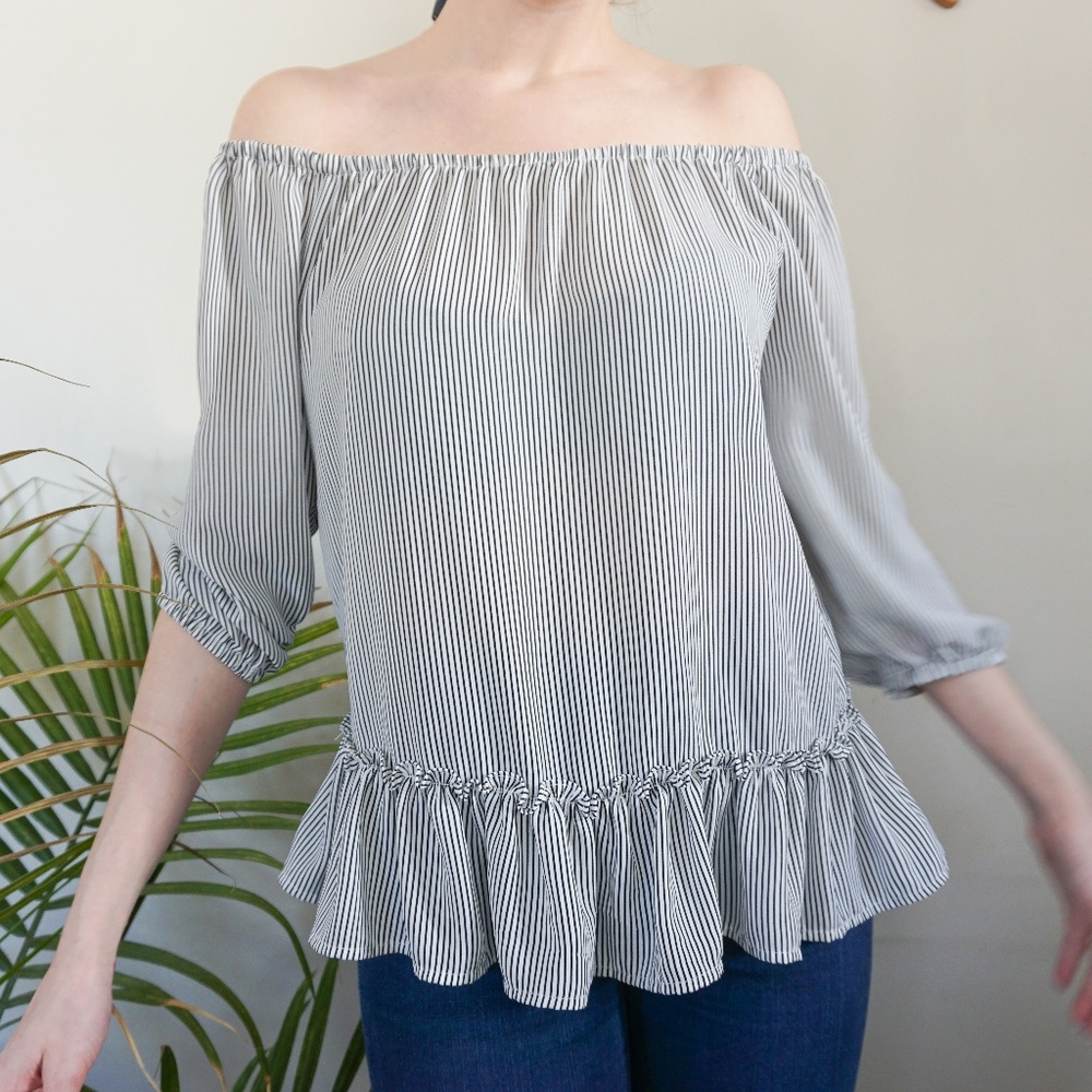 Lila Rose Off Shoulder Stripe Flowy Blouse